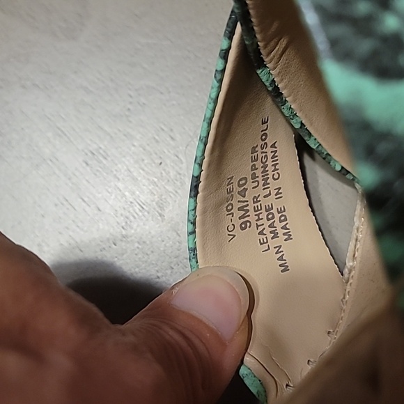 Vince Camuto Leather Green Snake Wedge Espadrille - size 9 - Picture 5 of 6